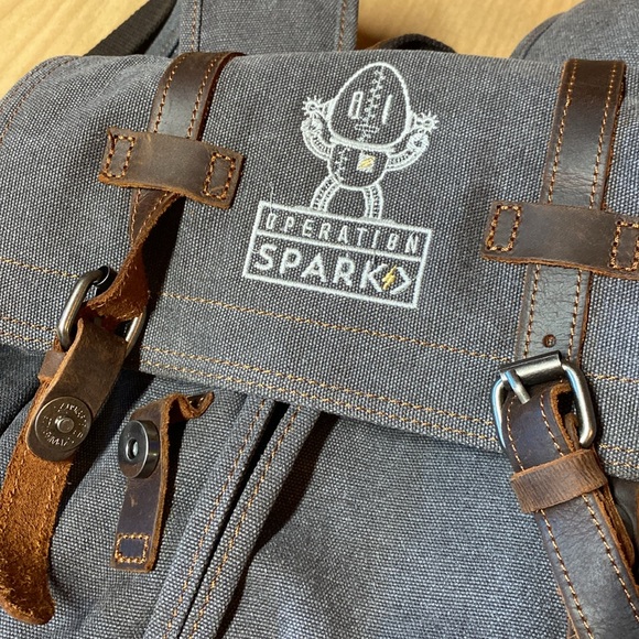 NWOT canvas & leather backpack - Picture 3 of 4